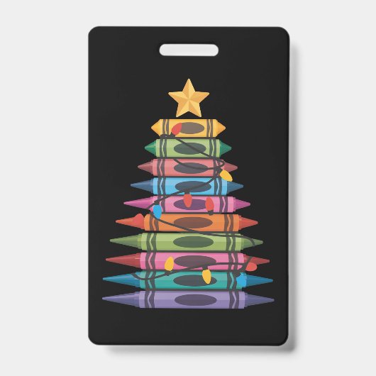 Christmas Tree Made of Crayons School Teacher Life バッジ (Front)