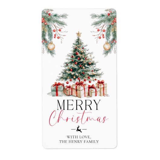 Christmas Tree Merry Christmas Gift Sticker ラベル (正面)