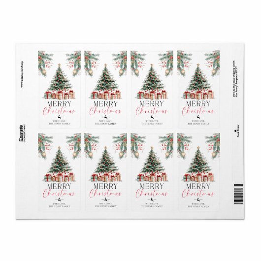 Christmas Tree Merry Christmas Gift Sticker ラベル (フルシート)