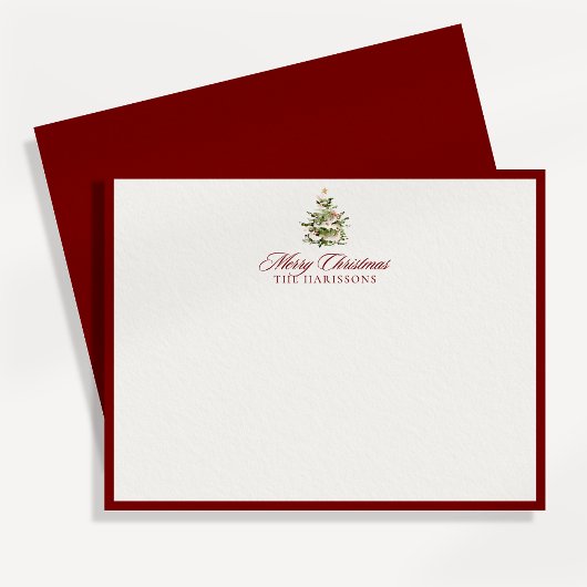 Christmas Tree Merry Christmas Note Card 招待状