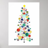 Christmas Tree Mid Century Modern Retro Dots ポスター (正面)