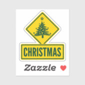 Christmas Tree Modern Holiday Road Warning Sign シール (シート)