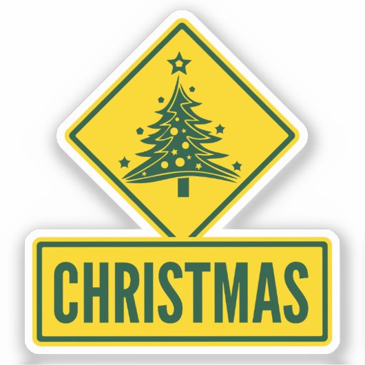 Christmas Tree Modern Holiday Road Warning Sign シール (正面)