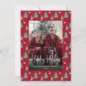 Christmas Tree Music Wine Cheese Custom Photo シーズンカード (正面)