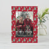 Christmas Tree Music Wine Cheese Custom Photo シーズンカード (スタンド正面)