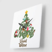  Christmas Tree Name My First Christmas for Kids スクエア壁時計 (傾斜)