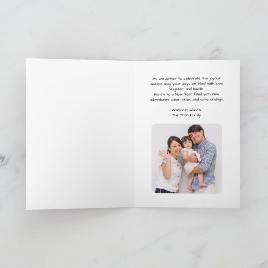 Christmas Tree of Airplanes, Minimalist Photo カード (内部)