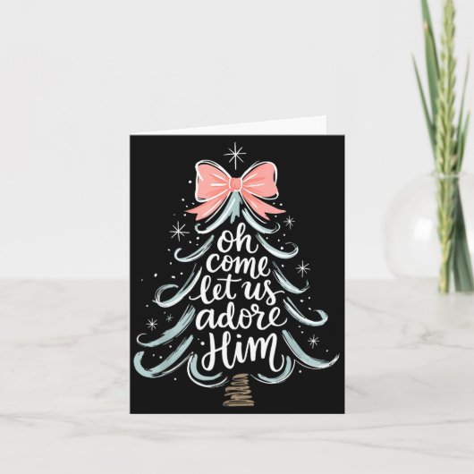 Christmas Tree Oh Come Let Jesus Us Adore Him Coqu カード (正面)