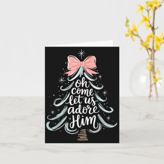 Christmas Tree Oh Come Let Jesus Us Adore Him Coqu カード (黄色い花)