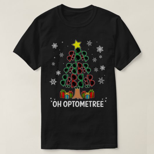 Christmas Tree Oh Optometree Optometry Glasses Des Tシャツ (デザイン正面)