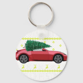 Christmas Tree Oldtimer Car Xmas Ugly Sweater Pull キーホルダー (正面)