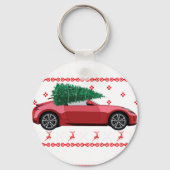 Christmas Tree Oldtimer Car Xmas Ugly Sweater Pull キーホルダー (正面)