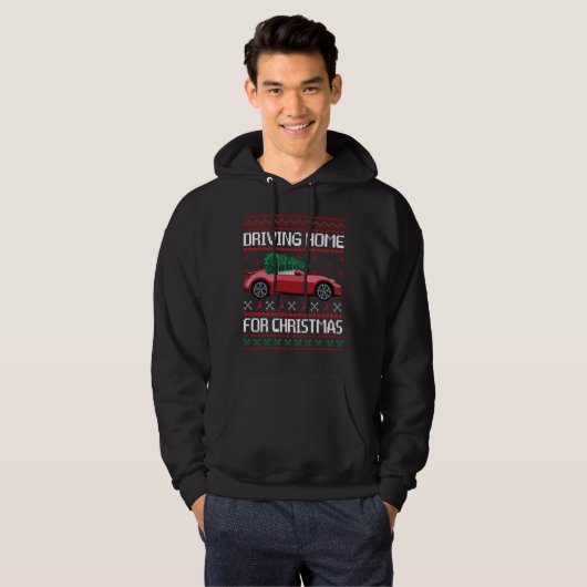 Christmas Tree Oldtimer Car Xmas Ugly Sweater Pull パーカ (正面フル)