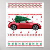 Christmas Tree Oldtimer Car Xmas Ugly Sweater Pull ポスター (正面)