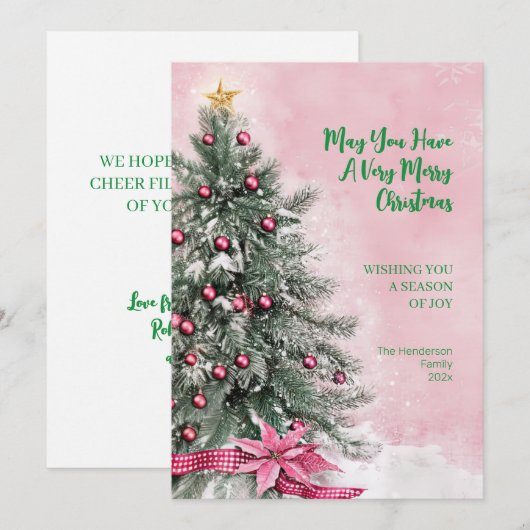 Christmas Tree on Pink シーズンカード (正面/裏面)