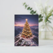 Christmas tree on top of a mountain custom シーズンポストカード (スタンド正面)