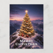 Christmas tree on top of a mountain custom シーズンポストカード (正面)