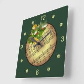Christmas Tree Ornament ~ Bell & Mistletoe ~ スクエア壁時計 (傾斜)