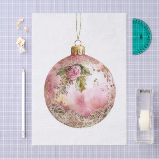 Christmas Tree Ornament Design Tissue Paper  薄葉紙 (クラフト)