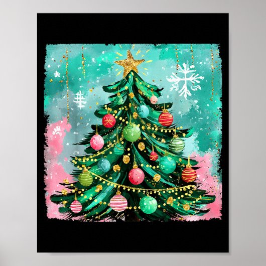 Christmas Tree Ornaments Holiday Xmas Lights Men W ポスター (正面)