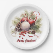 Christmas Tree Ornaments Pine Cones ペーパープレート (正面)