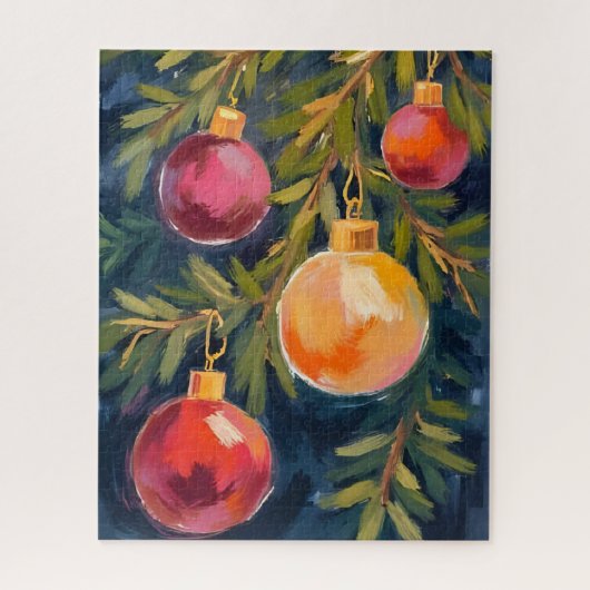 Christmas Tree Ornaments Watercolor ジグソーパズル (縦)