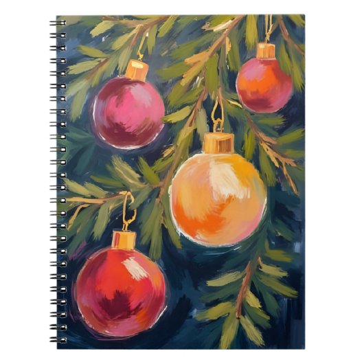 Christmas Tree Ornaments Watercolor ノートブック (正面)
