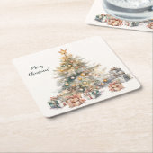 Christmas Tree Paper Coasters (6 pieces) スクエアペーパーコースター (アングル)