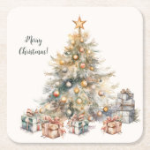 Christmas Tree Paper Coasters (6 pieces) スクエアペーパーコースター (正面)