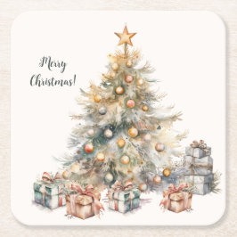 Christmas Tree Paper Coasters (6 pieces) スクエアペーパーコースター