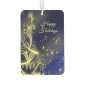 Christmas Tree Party Gold Stars Navy Blue Holidays カーエアーフレッシュナー (裏面)
