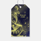 Christmas Tree Party Gold Stars Navy Blue Holidays ギフトタグ (裏面)
