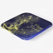 Christmas Tree Party Gold Stars Navy Blue Holidays ペーパープレート (傾斜あり)