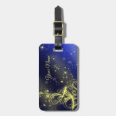 Christmas Tree Party Gold Stars Navy Blue Holidays ラゲッジタグ (正面縦)