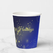 Christmas Tree Party Gold Stars Navy Blue Holidays 紙コップ (裏面)