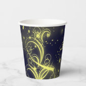 Christmas Tree Party Gold Stars Navy Blue Holidays 紙コップ (正面)