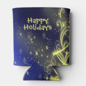 Christmas Tree Party Gold Stars Navy Blue Holidays 缶クーラー (裏面)