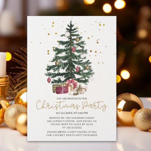 Christmas Tree Party Invitation | Elegant Holiday 招待状