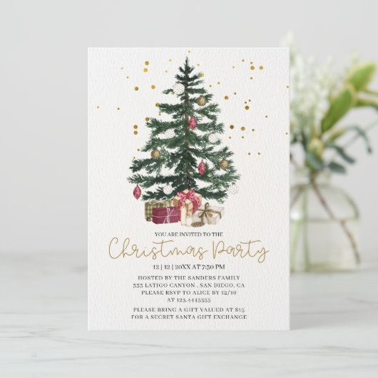 Christmas Tree Party Invitation | Elegant Holiday 招待状 (スタンド正面)