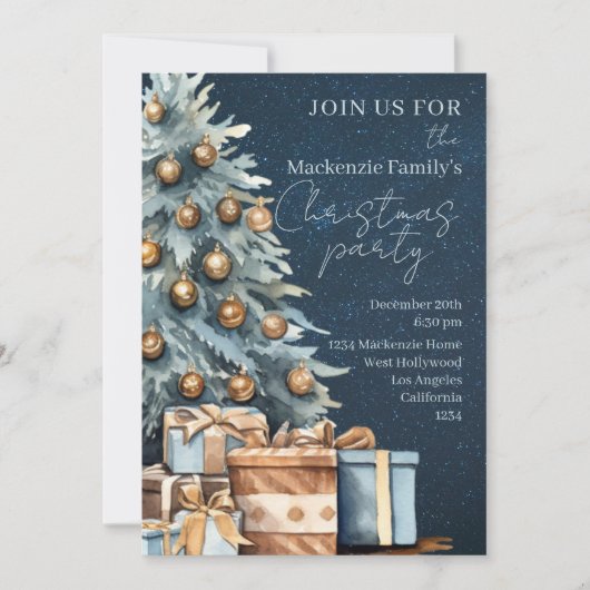  Christmas Tree Party Personalized Invitation シーズンカード (正面)