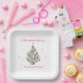 Christmas Tree Party Red and White ペーパープレート (パーティー)