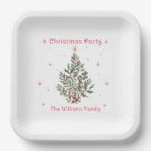 Christmas Tree Party Red and White ペーパープレート (正面)