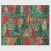 Christmas Tree Patchwork Design ラッピングペーパー (フラット)