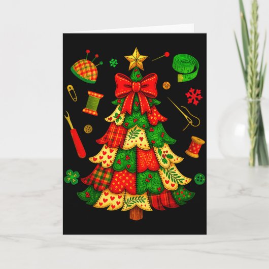 Christmas Tree Patchwork Quilting Quilter Sewing L カード (正面)