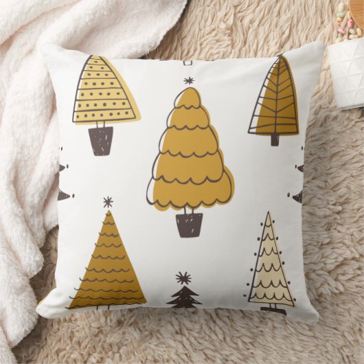 Christmas Tree Pattern – Neutral Holiday Pillow De クッション (ブランケット)