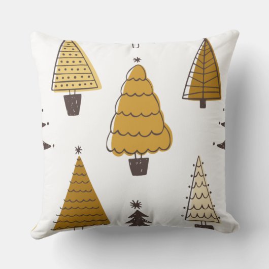 Christmas Tree Pattern – Neutral Holiday Pillow De クッション (裏面)