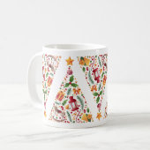 Christmas tree pattern with toys  white background コーヒーマグカップ (正面左)