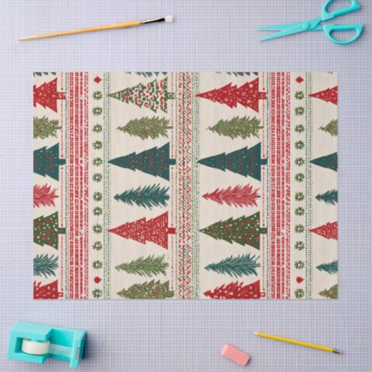 Christmas Tree Patterned 薄葉紙 (クラフト)