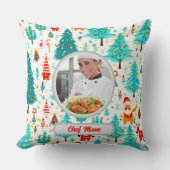 Christmas Tree Personalized Chef Mom Photo クッション (正面)