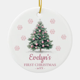 Christmas Tree Personalized Girl's First Christmas セラミックオーナメント